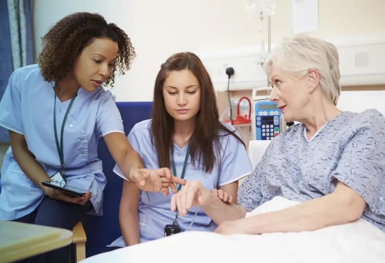 a student engaged in a healthcare externship as part of healthcare training 