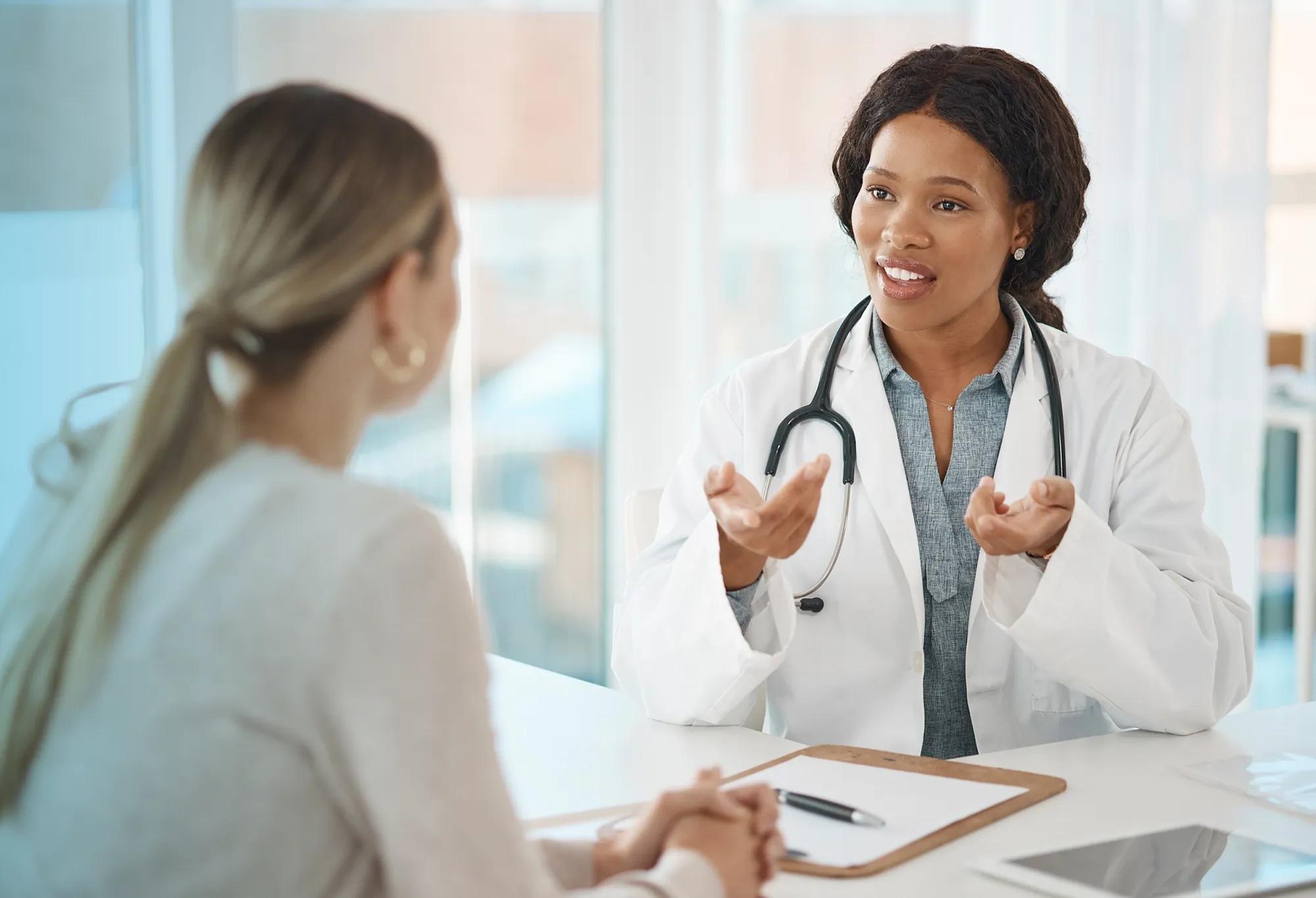 A healthcare professional interviewing a job candidate